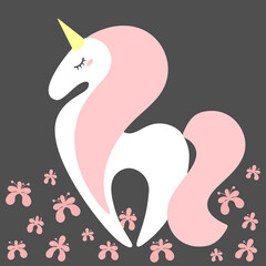 White unicorn with pink mane.
