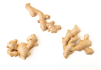 Ginger root isolated on white background.