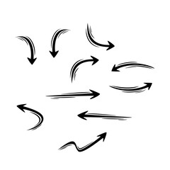 set of doodle arrow design illustration. direction pointer icon, sign and symbol.