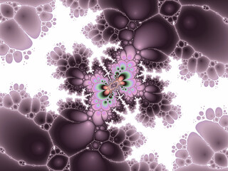 Pink violet fractal, 3d render of molecule