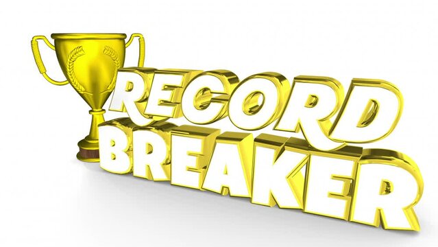 Record Breaker Prize Trophy Award Best Highest Score Ever 3d Animation