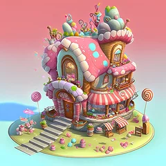 Foto op Aluminium Tiny candy house, delicious candy house © Willem505