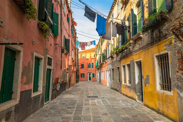 Naklejka na ściany i meble Residential district and alley corner near Piazza San Marco , Venice, Italy