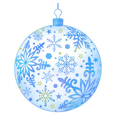 青いクリスマスボールのクローズアップ