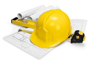 Hamlet with construction tools and drawings