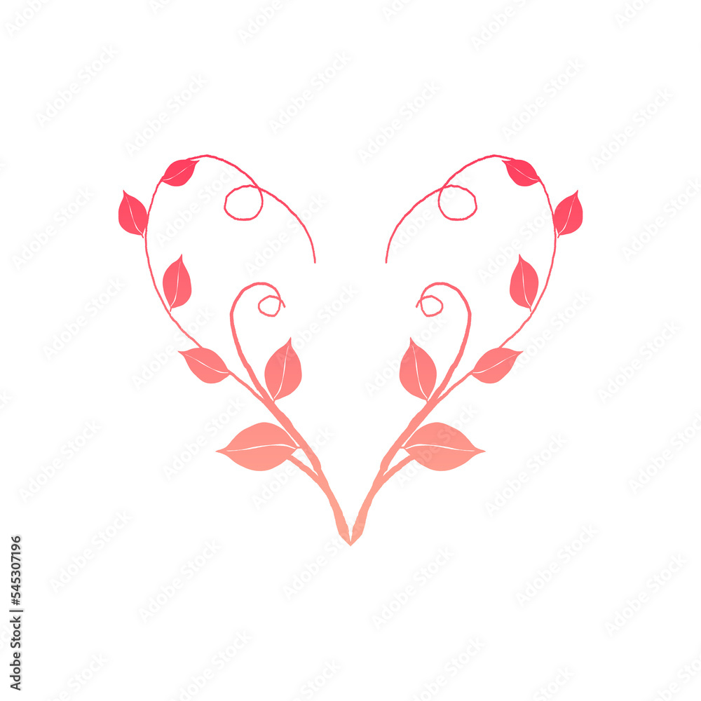 Sticker love shaped leaf frame