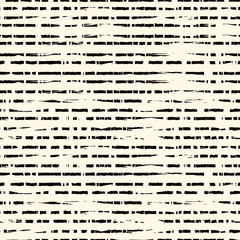 Grunge geometric seamless pattern. Brush freehand stripes print. Thin rough edge ink lines. Horizontal dash strokes
