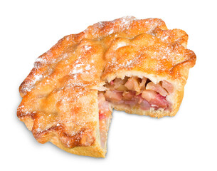 Close-up of Homemade tasty Pie isolated on white background