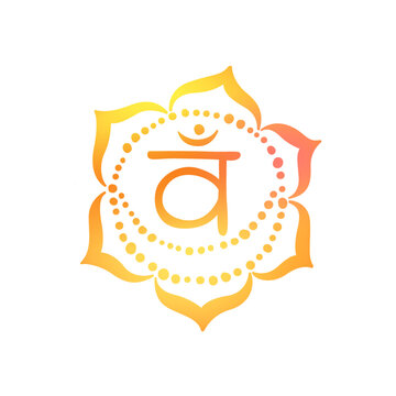 Swadhisthana - the second primary chakra, is said to be blocked by fear, especially the fear of death. Opening this chakra can boost creativity, manifested desire and confidence. Vector. Ayurveda
