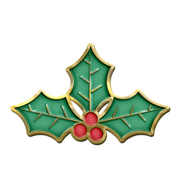 Holly Enamel Pin Ornament