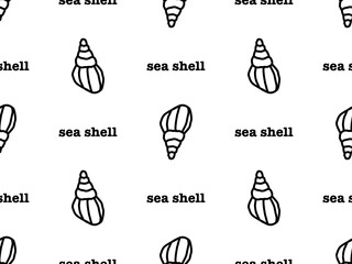 Sea shell cartoon character seamless pattern on white background