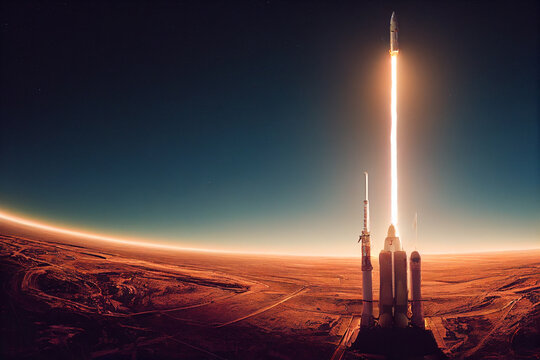 Space rocket launch. massive scale. Cinematic lighting, cinematic details, movie scene concept
