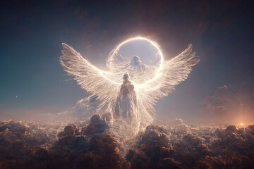 illustration of celestian angel in heaven	
