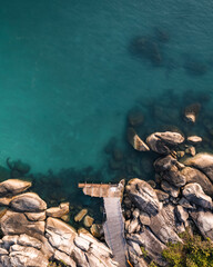 Aerial view of the beach and ocean in Thailand