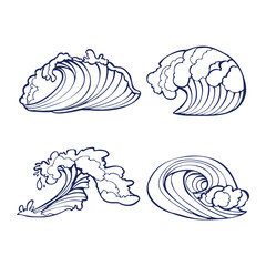 Graphic Hand Drawn Sea Waves