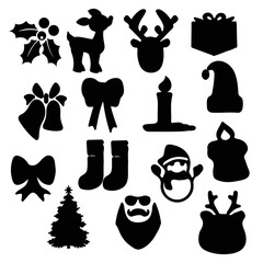 Christmas ornaments icon set