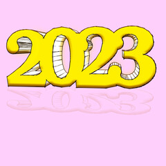 O ano novo de 2023 ilustrado na imagem em tom amarelo e de sombras