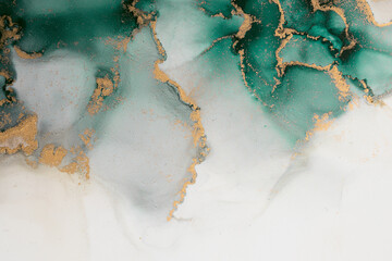 Marble ink abstract art from exquisite original painting for abstract background . Painting was painted on high quality paper texture to create smooth marble background pattern of ombre alcohol ink . © InfiniteFlow