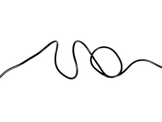 Black wire cable of usb and adapter isolated on white background.Electronic Connector.Selection focus.