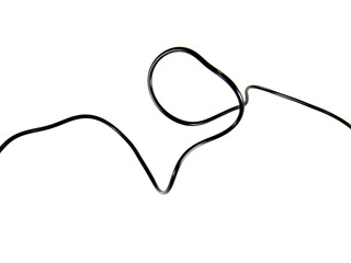 Black wire cable of usb and adapter isolated on white background.Electronic Connector.Selection focus.