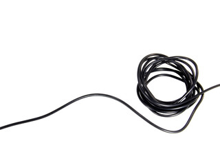 Black wire cable of usb and adapter isolated on white background.Electronic Connector.Selection...