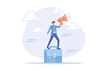 Speak up, communicate with confidence, telling the truth or presentation skill, storytelling, speaker, presentation or shout out concept, flat vector modern illustration