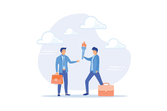 Successor Plan, Baton Pass Or Transfer To New Chosen Leader, Change New CEO Or Collaboration To Achieve Goal And Win Business Competition Concept, Flat Vector Modern Illustration