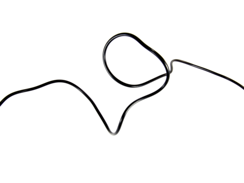 Black wire cable of usb and adapter isolated on white background.Electronic Connector.Selection focus.