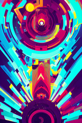 Time Space Electro Utopia Journey Abstract Pattern
