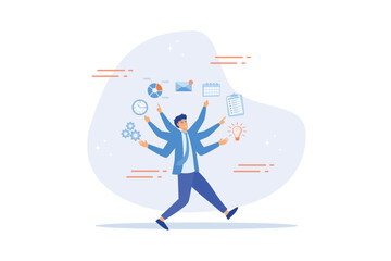 Project management, strategic plan to manage resources for development, working process and schedule, task completion concept, flat vector modern illustration