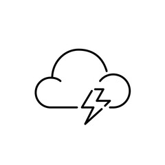 Cloud with lightning. Thunderstorm weather forecast icon. Pixel perfect, editable stroke simple design