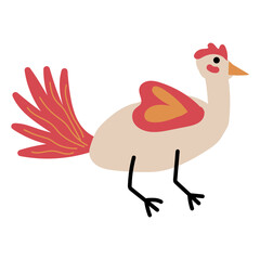 Rooster hand drawn childish illustration
