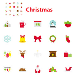 set of Christmas flat icons, winter, new year