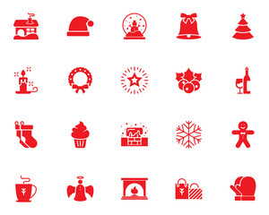 set of christmas icons, winter, gift