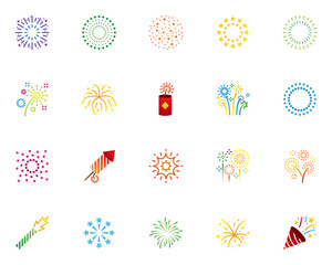Fototapeta premium set of firework icons, celebration, happy new, year