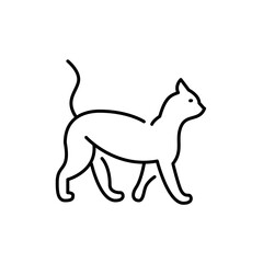 Walking cat icon. Pixel perfect, editable stroke