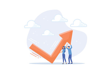 Economic recovery, bouncing from crisis or company return from loss to make profit, growth and success, business challenge in recession, flat vector modern illustration