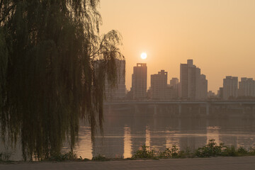 the sunset of the Han River