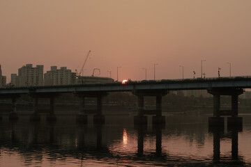 the sunset of the Han River