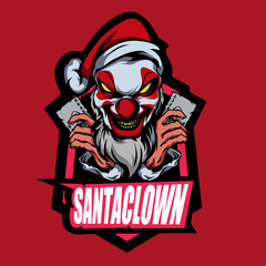 Santa Clown mascot. esport logo design