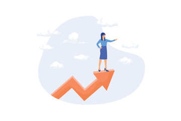 Woman leader, success businesswoman or female visionary to lead company, lady entrepreneur or feminine leadership concept, flat vector modern illustration