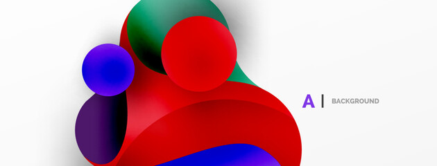 Flowing geometric shapes minimalist abstract background. Round shapes and circles. Wallpaper for concept of AI technology, blockchain, communication, 5G, science, business