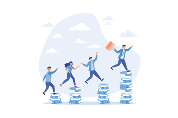 Fototapeta premium Knowledge or education to help business success, wisdom or learning to help employee achieve goal, training or education course concept, flat vector modern illustration