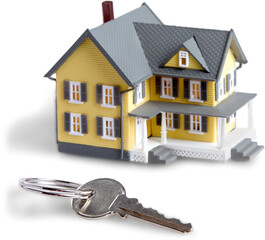 House model and key isolated on white background