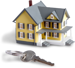 House model and key isolated on white background