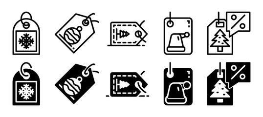 Label price tag icon set. Christmas sale label. vector illustration with a different style. Line and solid style icon