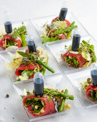 buffet appetizer with beef and parmesan