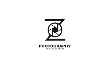 Z logo photography for branding company. camera template vector illustration for your brand.