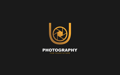 U logo photography for branding company. camera template vector illustration for your brand.