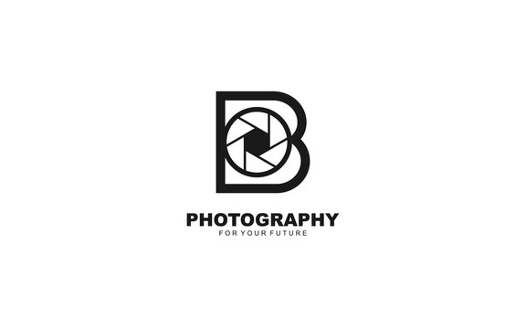 B logo photography for branding company. camera template vector illustration for your brand.